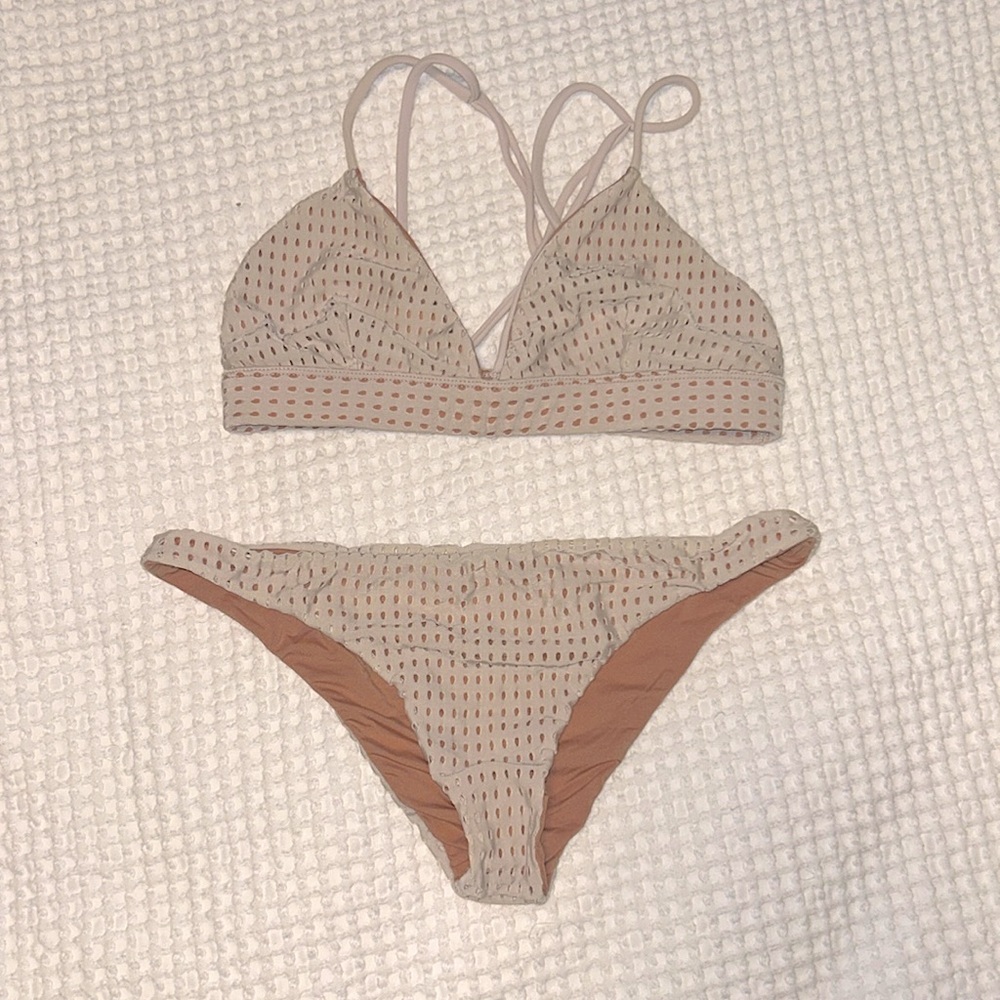 Acacia Mesh Set in Tan - Top S, Bottoms L